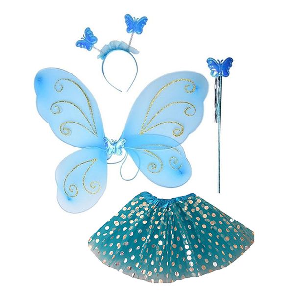 Blue Butterfly and Silver Dot Tutu Combo