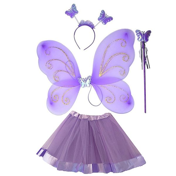 Purple Butterfly and Silver Dot Tutu Combo