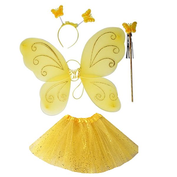 Yellow Butterfly and Glitter Tutu Combo
