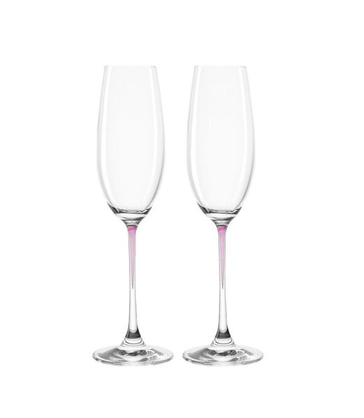 Leonardo Clear Champagne Glass with Purple Stem LA Perla Set of 2
