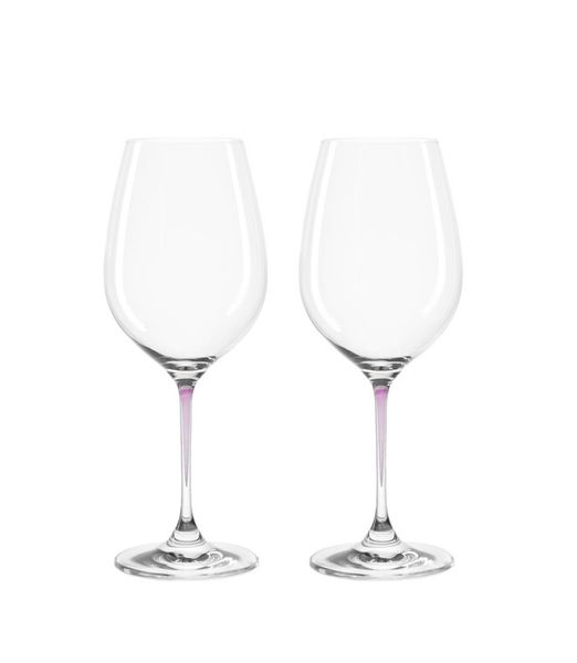 Leonardo Clear Wine Glass with Purple Stem LA Perla Set of 2