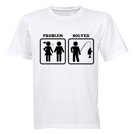 Problem Solved - Fishing! - Mens - T-Shirt - White, Shop Today. Get it  Tomorrow!