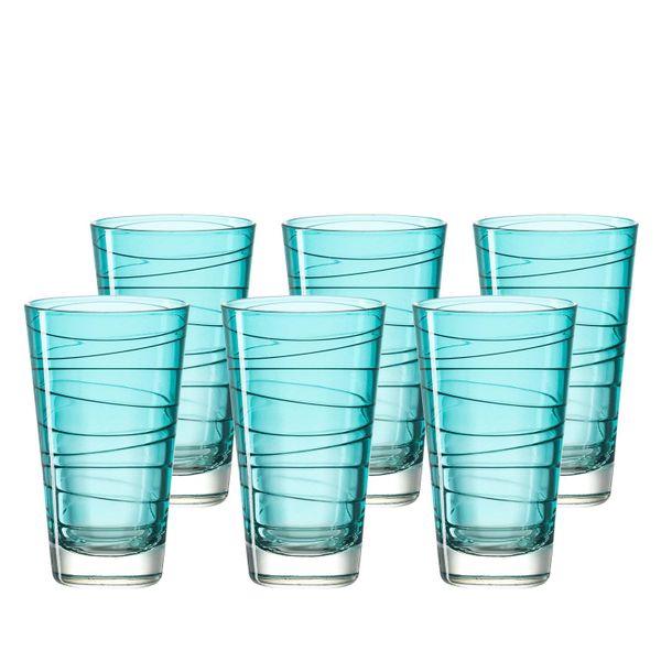 Leonardo Tall Drinking Glass - Lagoon Blue VARIO - Set of 6