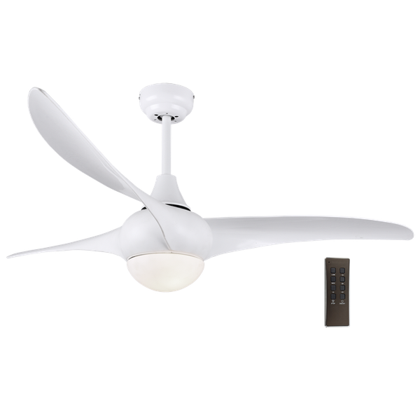 Glossy White or Wood Finish Ceiling Fan with 18 Watt LED, Remote &amp;Timer
