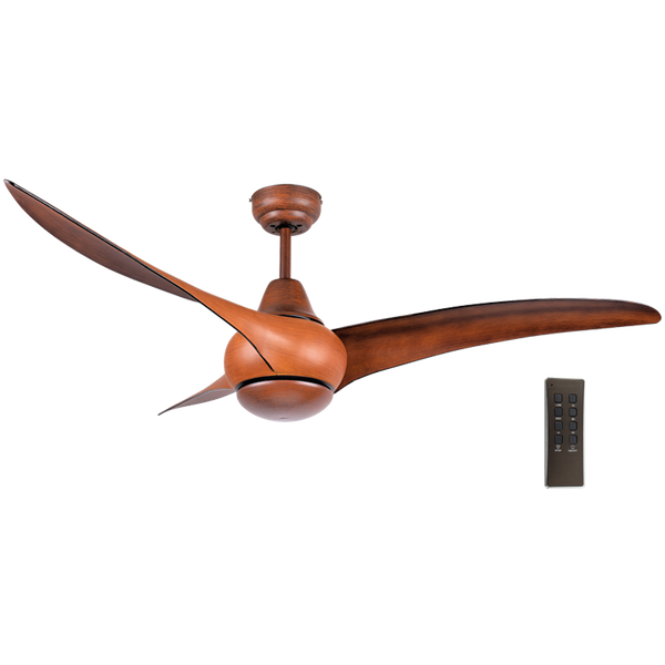 Glossy White or Wood Finish Ceiling Fan with Remote and Timer