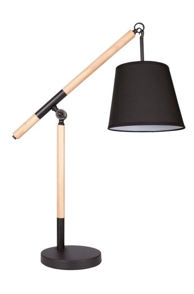 Metal and Wood Table Lamp with Black Fabric Shade TL141 - Black