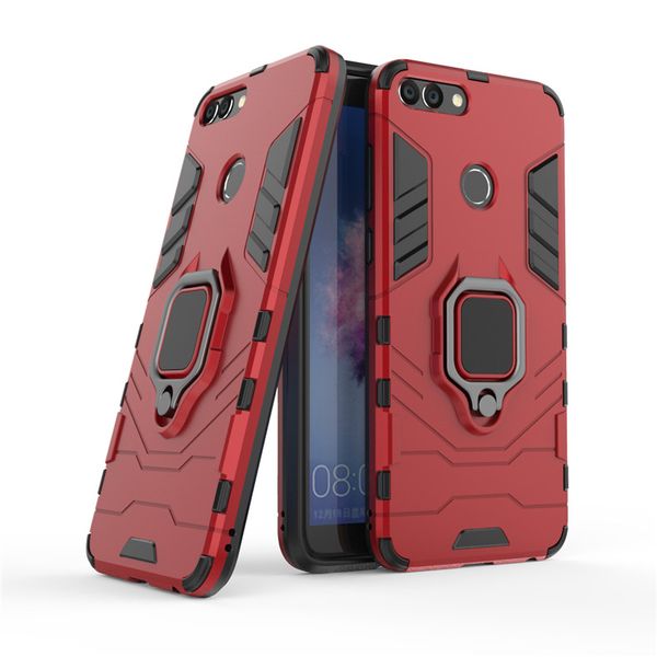 Shockproof Kickstand Ring Stand Armor Case for Huawei P Smart Black