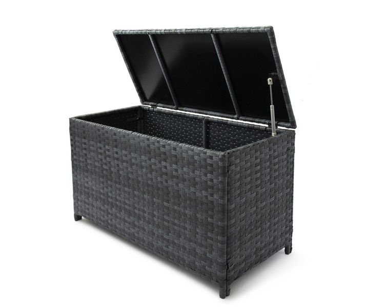 Outdoor furniture-Rattan storage container marbled black-Fine living