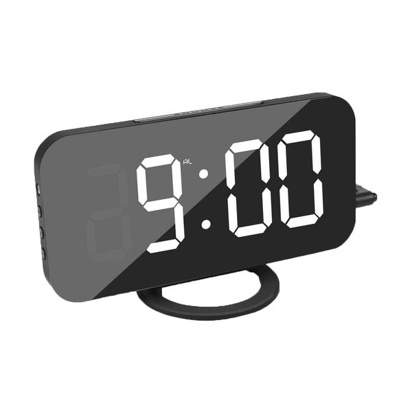Large LED Display Digital Alarm Clock with Dual USB-Black&amp;White