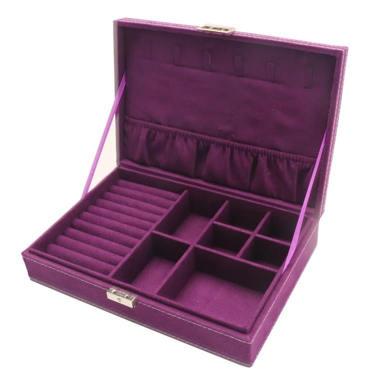 Single Layer 17 Compartments Necklace Jewelry Box Purple Shop Today