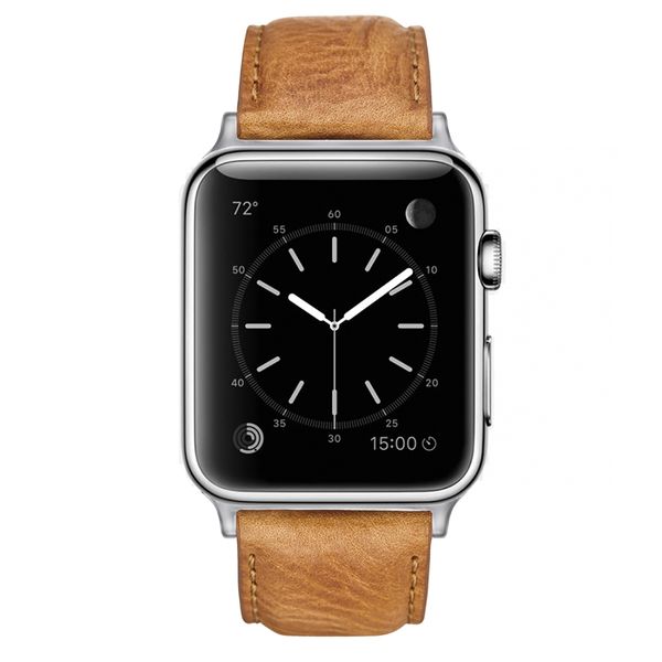 Colton James Leather Strap for Silver 38mm Apple Watch-Sandstone