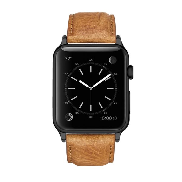 Colton James Leather Strap for Black/Space Grey 38mm Apple Watch-Sandstone