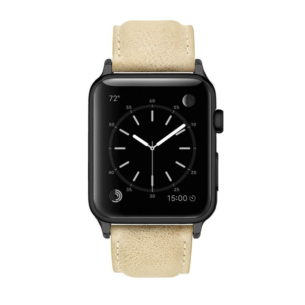 Colton James Leather Strap for Black/Space Grey 38mm Apple Watch-Sandstone