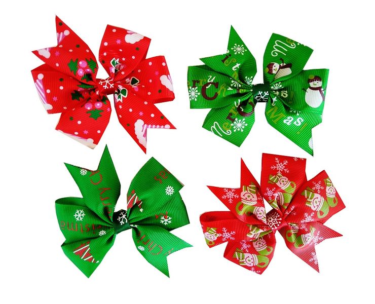 4 x Christmas Hair Clip Bows