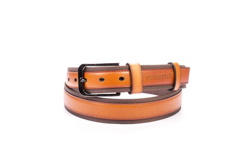 Carrera Men’s Leather Belt- W821 - Brown (Size: 36)