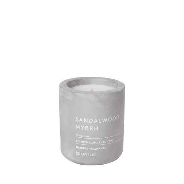 blomus Scented Candle in Container Sandalwood and Myrrh Grey FRAGA Small