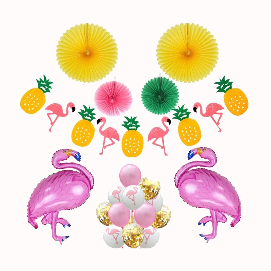 Tropical Luau Summer Flamingo Birthday Party Balloon DIY Decoration Set ...