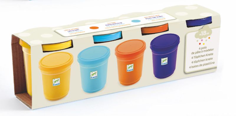 Djeco 4 Tubs of Play Dough - Nature Colours