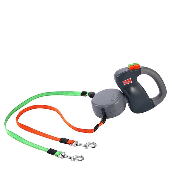 3 Meter Retractable Dual Double Pet Leash - Grey