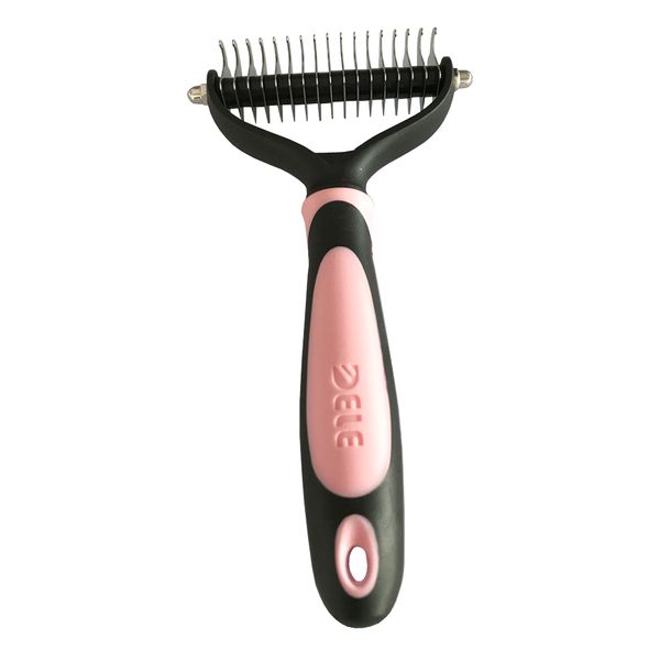 Double Sided Pet Dematting Comb for Large Dogs - Pink