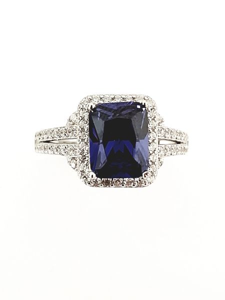 Miss Maxi Sterling Silver Sapphire Cz Dress Ring