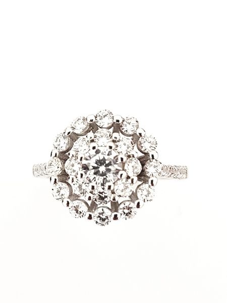 Miss Maxi Sterling Silver Cubic Zirconia Cluster Solitaire Ring