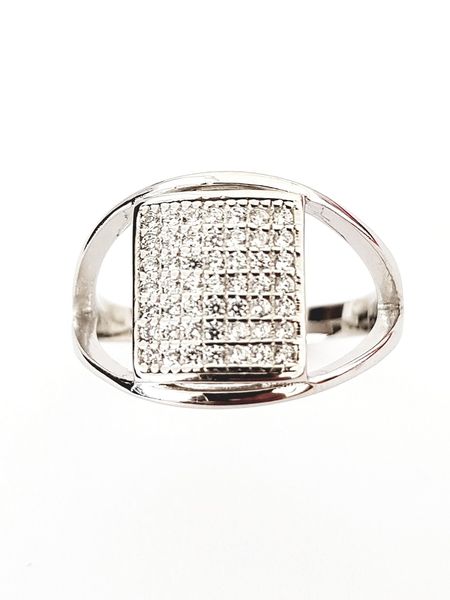 Miss Maxi Sterling Silver Square Centre Pave Cubic Zirconia Ring