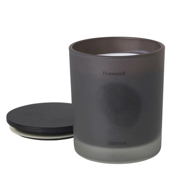 Blomus Scented Candle with Hardwood Lid Firewood Brown Flavo - Large