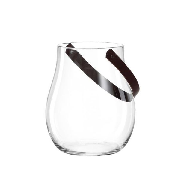 Leonardo Hurricane Lamp Candle Holder with Leather Handle GIARDINO 27cm