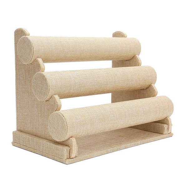 3-Tier Linen Bracelet Display Stand Holder