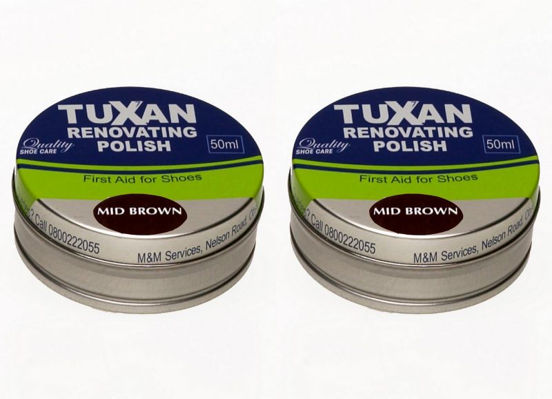 Tuxan Renovating Shoe Polish - 2 Pack (50ml + 50ml) (Mid Brown)