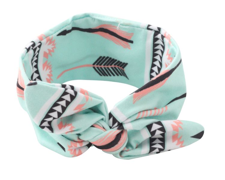 Soft Knot Headband - Turquoise Arrows- 5 months-2 years