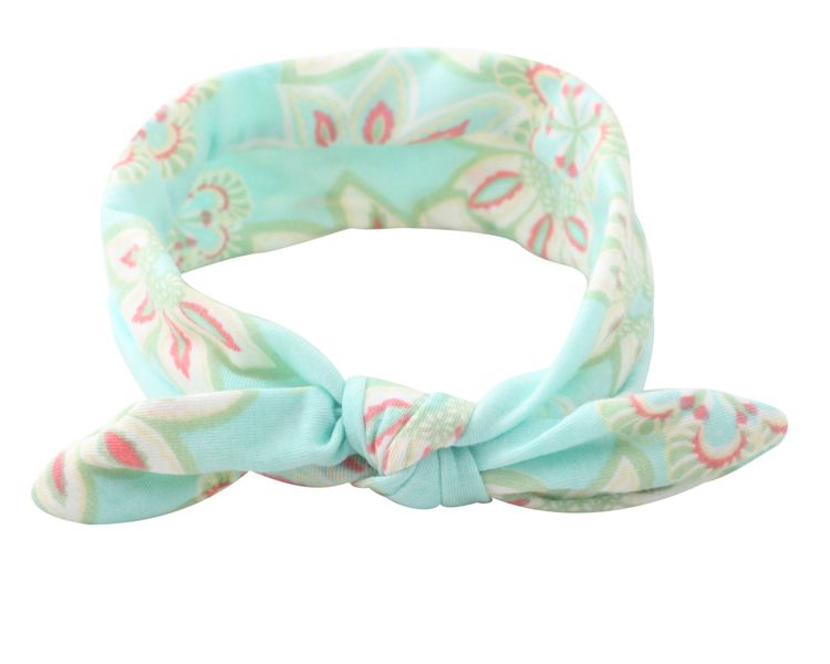 Soft Knot Headband - White Paisley (5 months - 2 years)