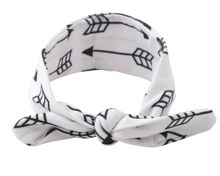 Soft Knot Headband - White with Black Arrows (5 months - 2 years)