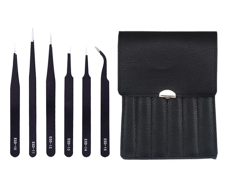 6 in 1 Stainless Steel Anti-static Precision Tweezers Set