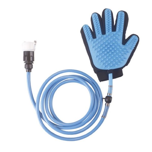 Pet Grooming Glove with Shower Attachment - Blue