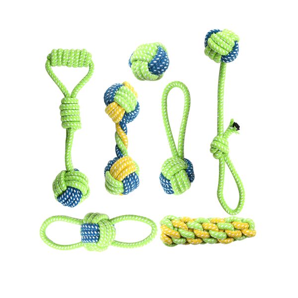 Durable Cotton Dog Rope Toys 7 Pack Set for Small to Medium Dogs