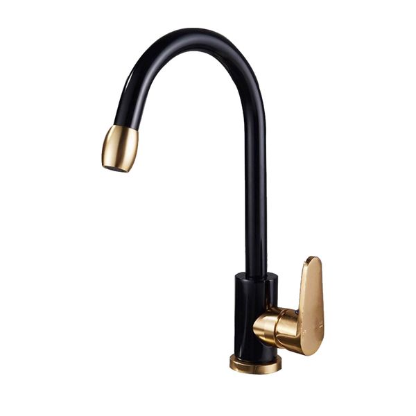 Single-Handle Bathroom Sink Faucet - Black &amp; Gold
