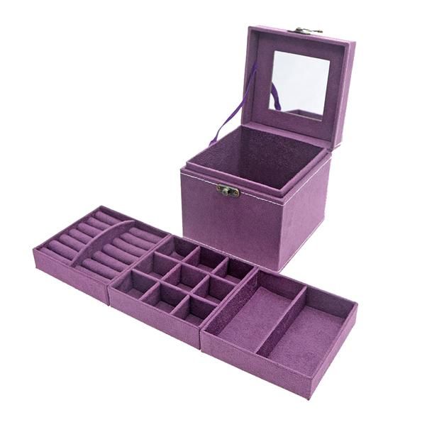 Store Jewery Box Cabinet Large Purple Leather Jewelry Organizer with Travel Case