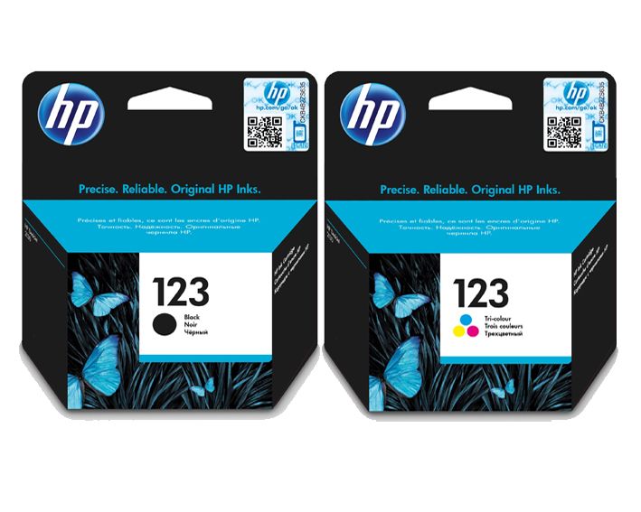 HP 123 Black + 123 Tri-Colour Original Ink Cartridge Bundle