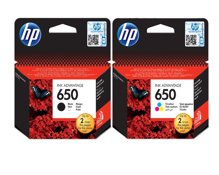 HP 650 Black + 650 Tri-Colour Original Ink Cartridge Bundle