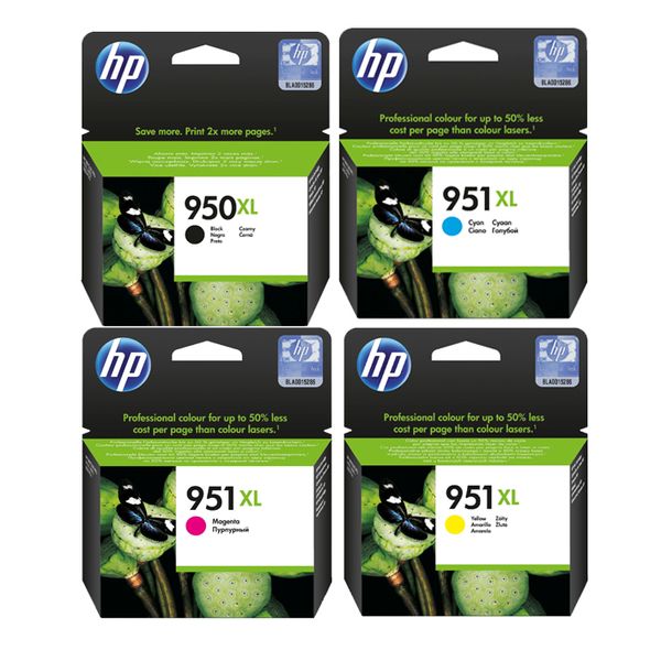 HP 950XL Black + 951XL CMY Original Ink Advantage Cartridge Bundle