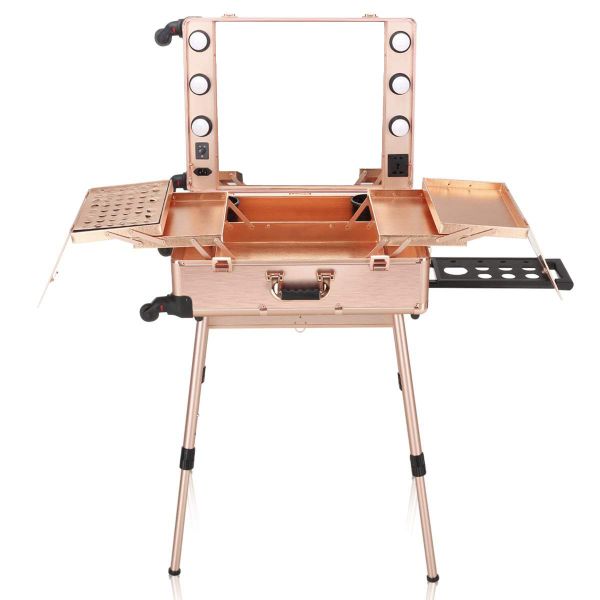 Mobile Lighted Makeup Station with LED Mirror