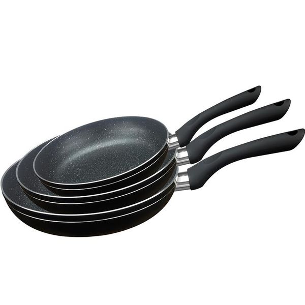 Royalty Line 3-Piece Marble Coating Frypan Set - Silver