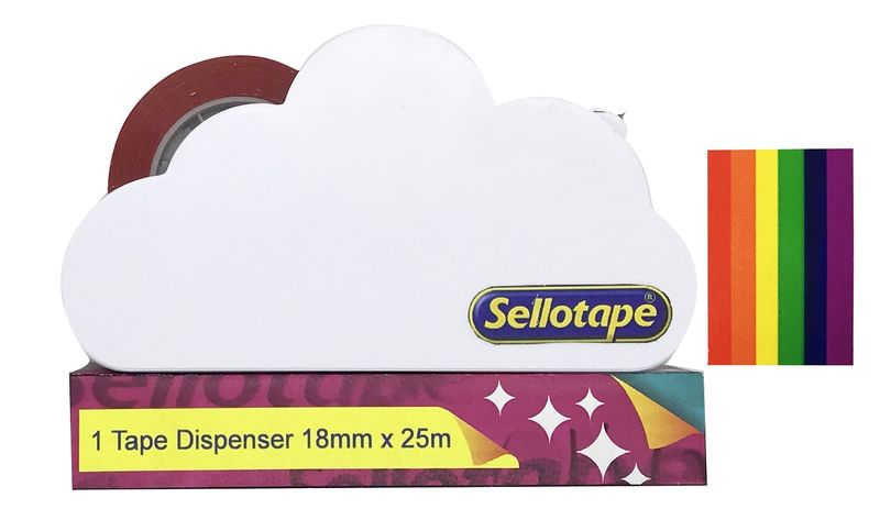 Sellotape: Rainbow Tape In Cloud Dispenser 18mm x 25m