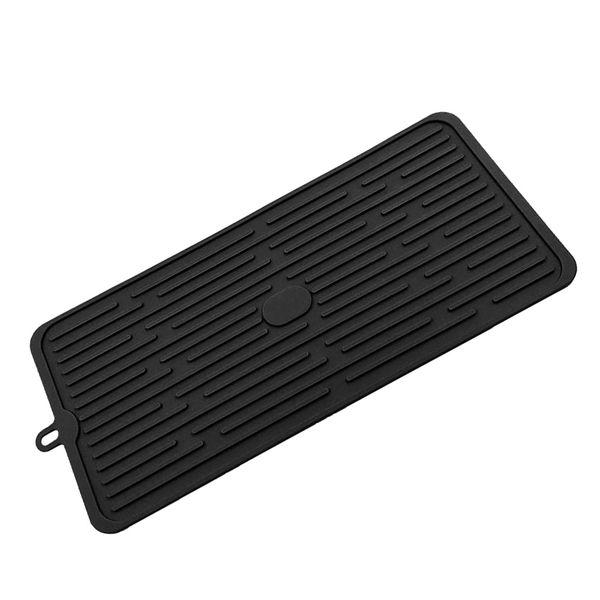 Foldable Creative Drain Silicone Drying Pad - Black