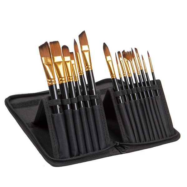 15 in 1 Long Handle Paint Brush Set - Black