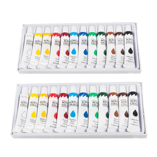 Art &amp; Craft Paint Acrylic Painting 12 Colour 12 Tubes Set - 12ml (2 Pack)