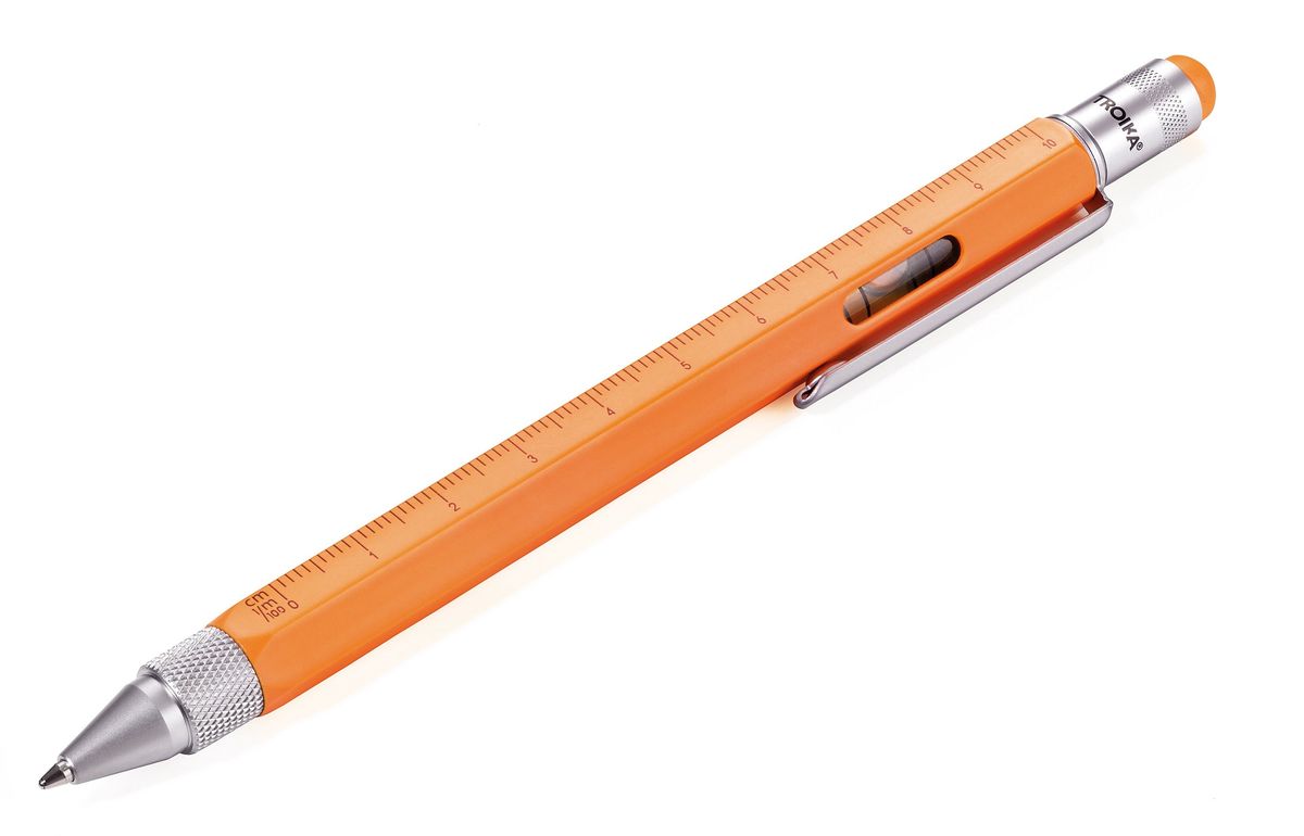 TROIKA Multitasking Ballpoint Pen Mini Tool CONSTRUCTION Neon