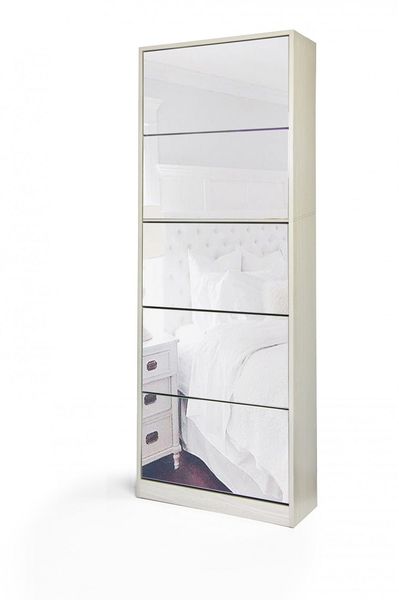 Shoe Cabinet - Stackable Mirror 5 Tier - Grain